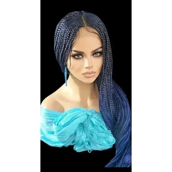 Blue Braided wig 100% handmade, ombre wig, NWT exotic colors absolutely gorgeous - Picture 5 of 15